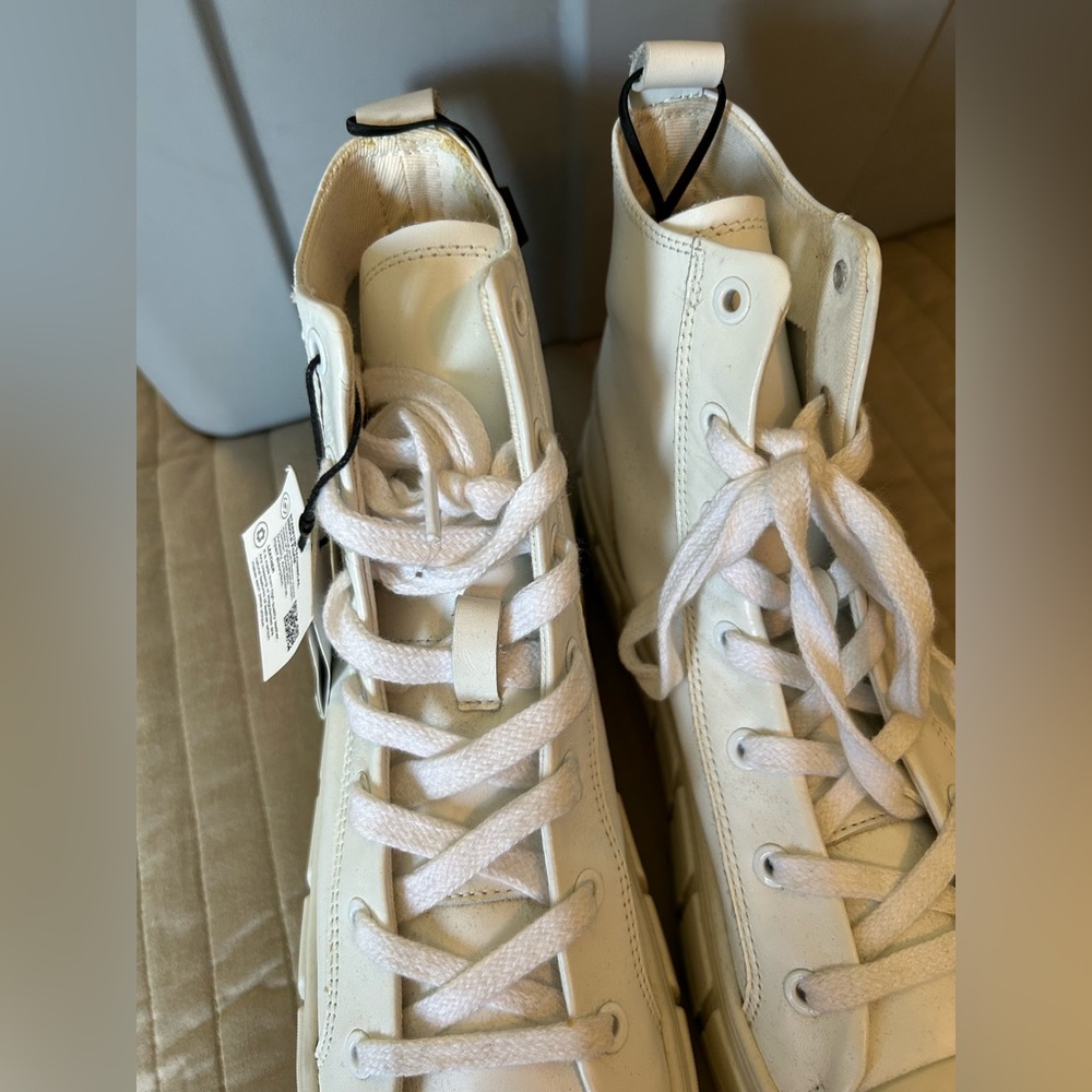 NWT Zara Leather Platform High-Top White Sneakers - Picture 5 of 8